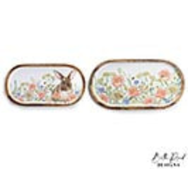 Bunny tray with florals large