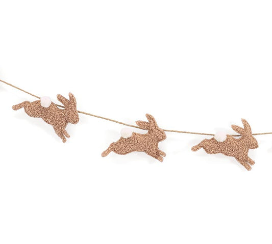 JUMPING BROWN BUNNY GARLAND WITH BOWS