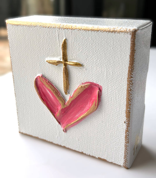 Heart & cross canvas | valentine easter mercy grace sacred