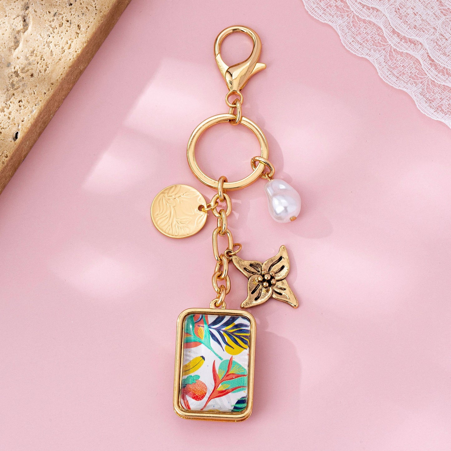 Flower and pearl Charm Key Chain Bag Charm | 80K103