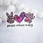 Peace Love Dog, Purple Sticker Vinyl Sticker, 3x3 in.