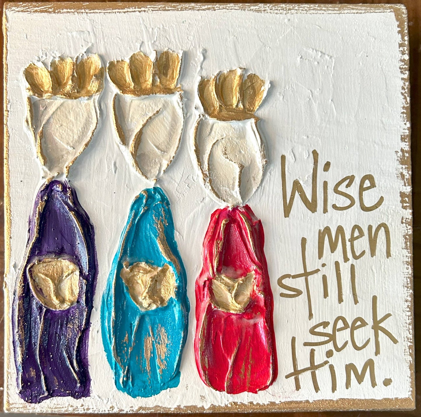 Three Kings Adore | Wise Men Magi Star Christmas holiday : Traditional jewel tones / Light skin / Wise men still seek Him.