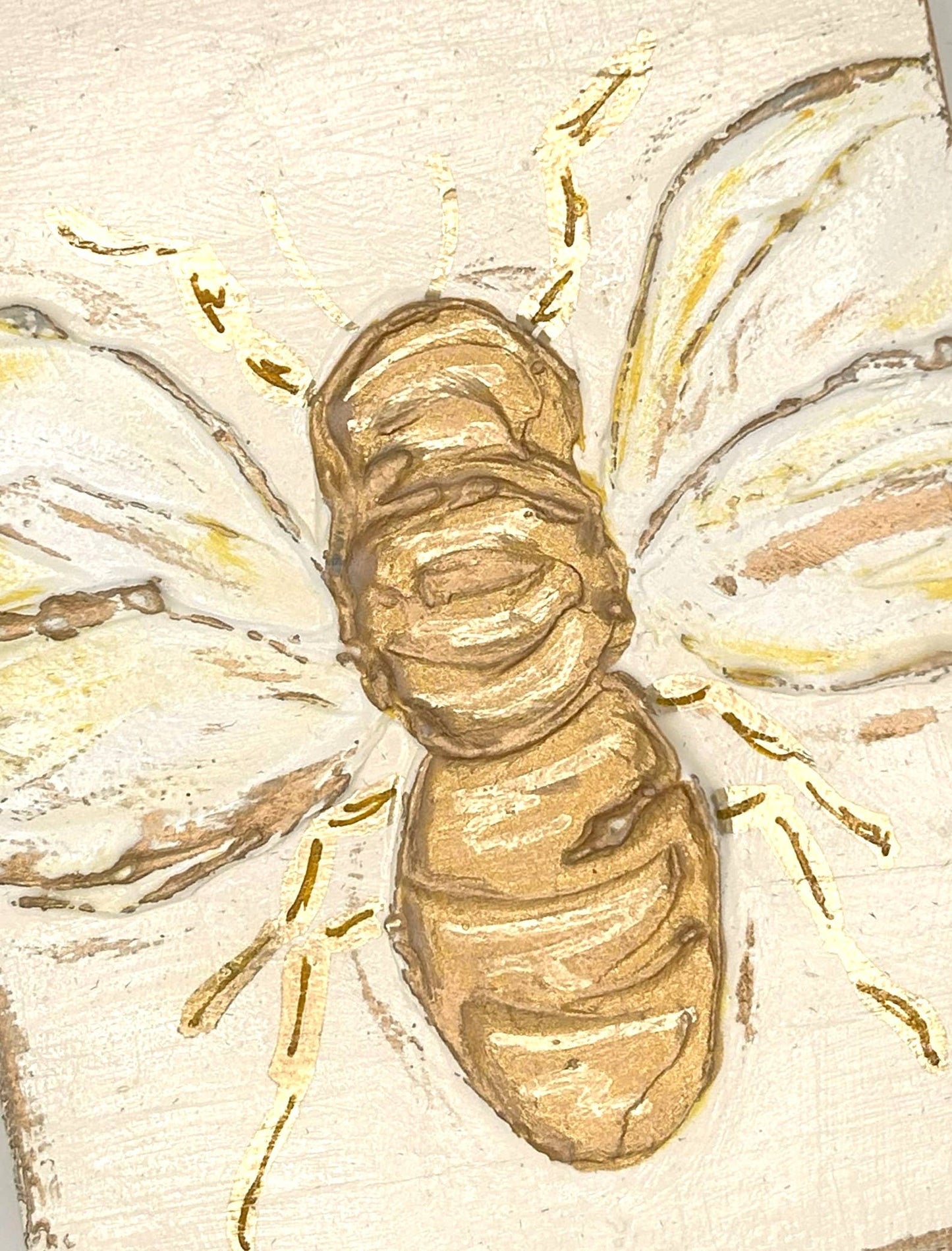 4x5 bee bumble honey floral botanical painted textured block