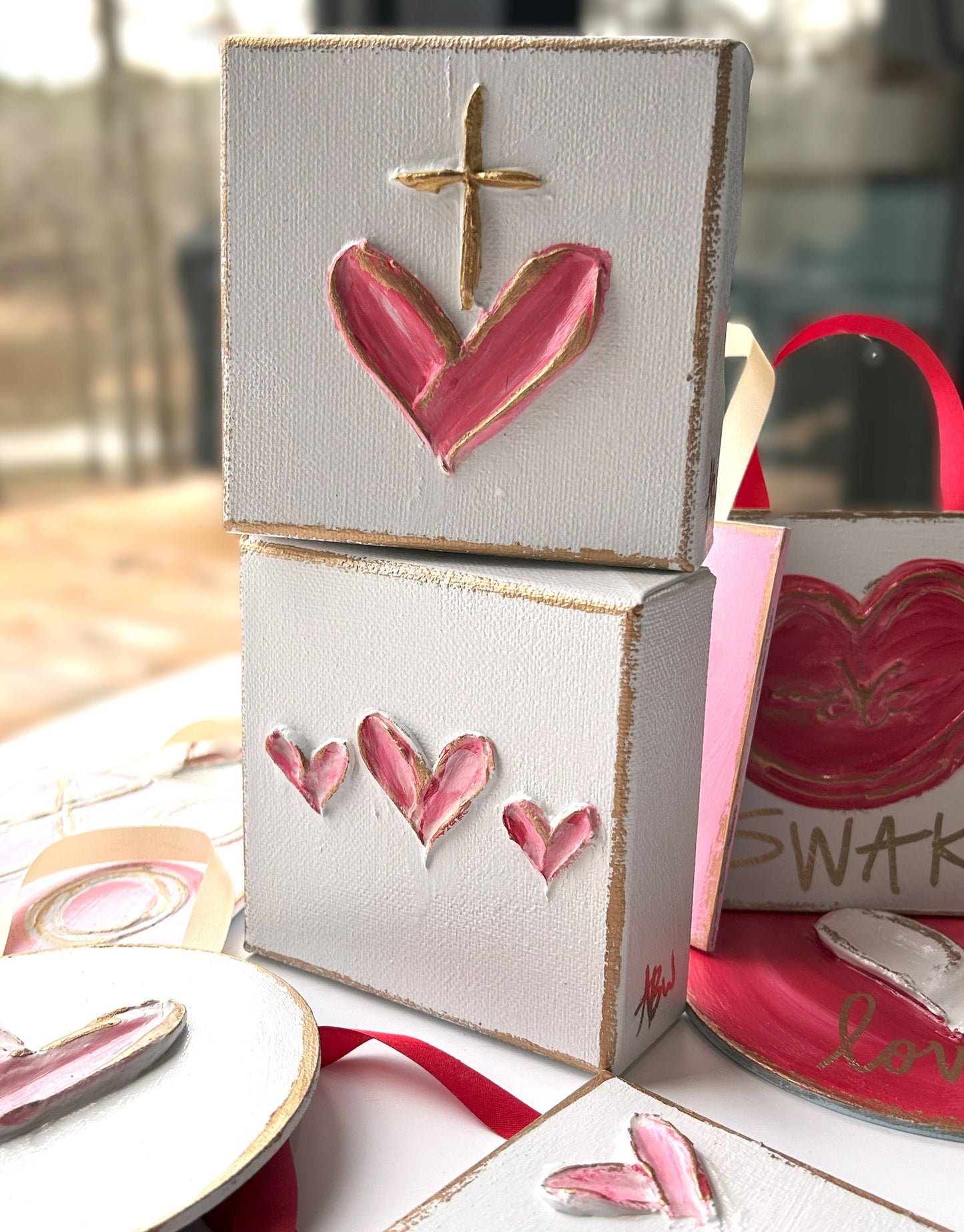 Heart & cross canvas | valentine easter mercy grace sacred