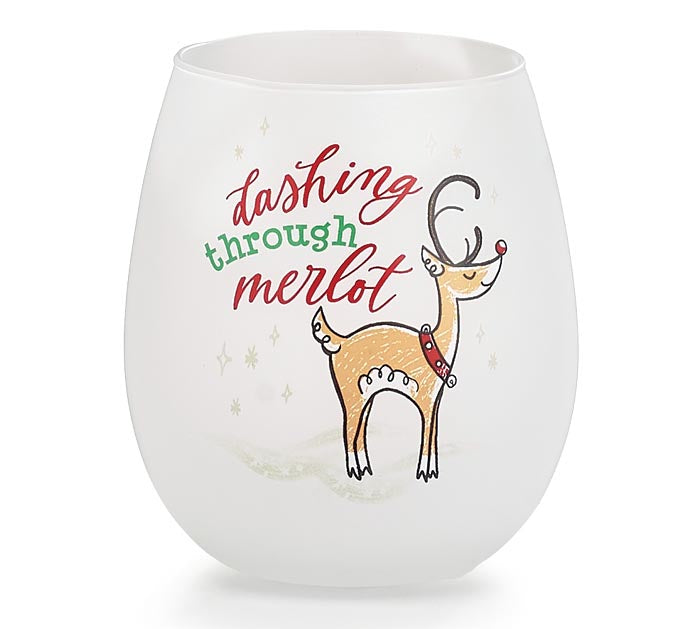 Stemless Christmas wine glasses