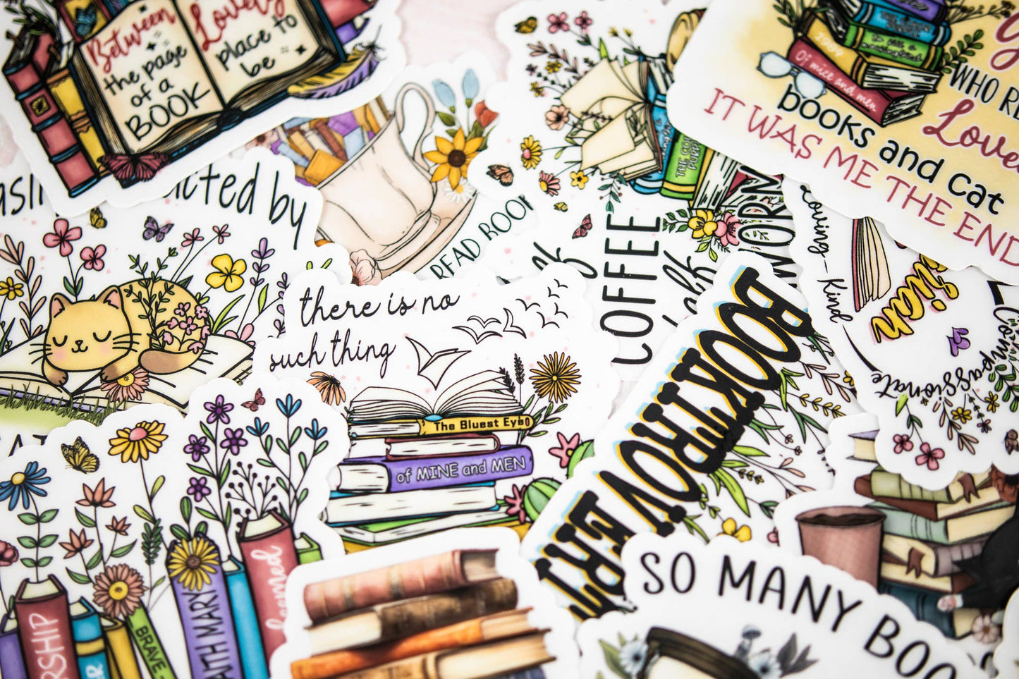 Easily Distracted By Cats & Books,  Vinyl Sticker, 3x3 in.