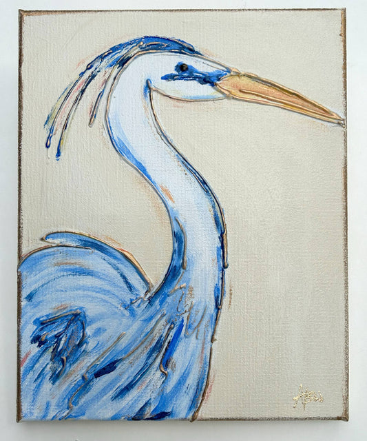 Blue Heron hand painted | coastal beach nautical