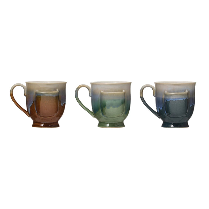 Stoneware mug with tea bag holder