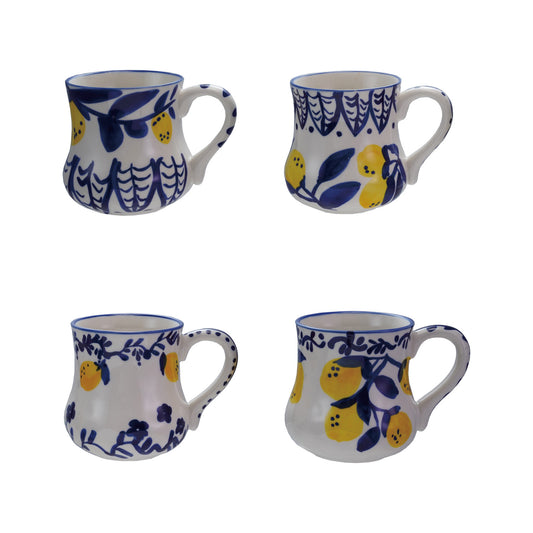 16 oz. Hand-Painted Stoneware Mug, 4 Styles (Each Will Vary)