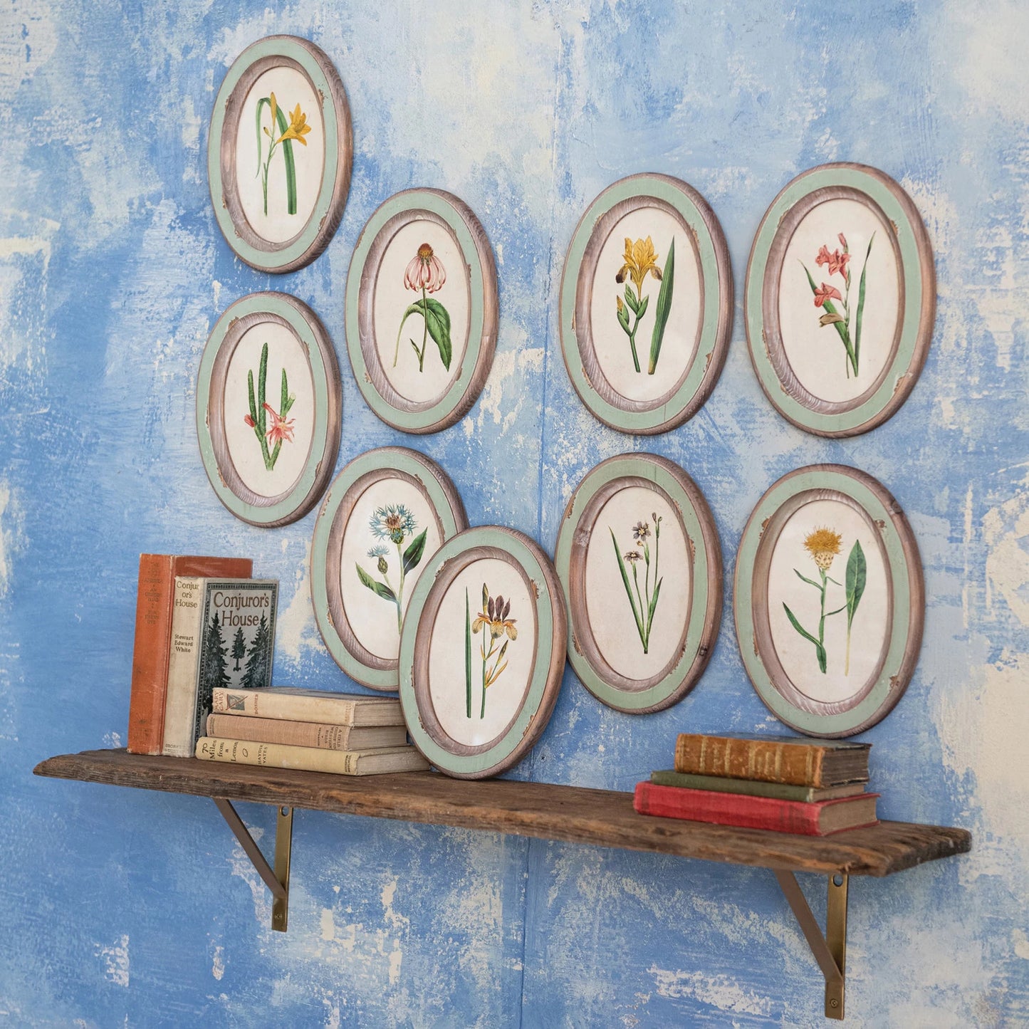 Wood Frame Glass Decor with flowers