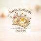 Reading Is Dreaming, Floral Book Vinyl Sticker, 3x3 in.