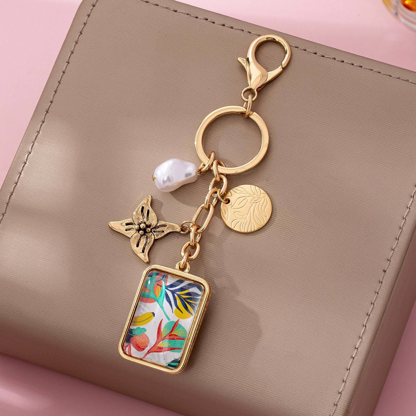 Flower and pearl Charm Key Chain Bag Charm | 80K103