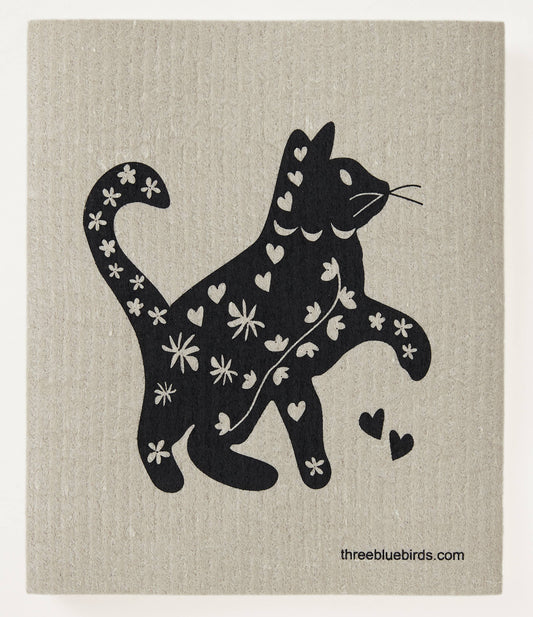 Cool Cat on Sand Swedish Dishcloth