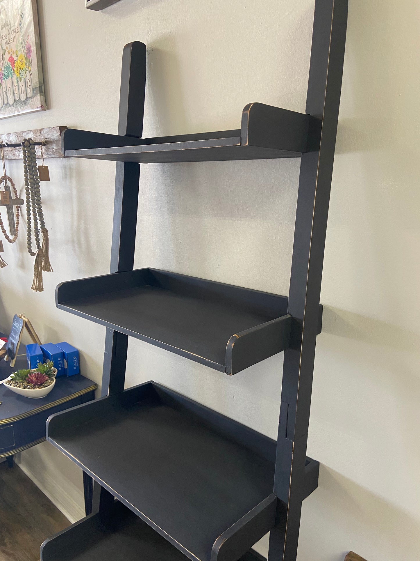 Meet “Michelle” solid wood ladder shelf