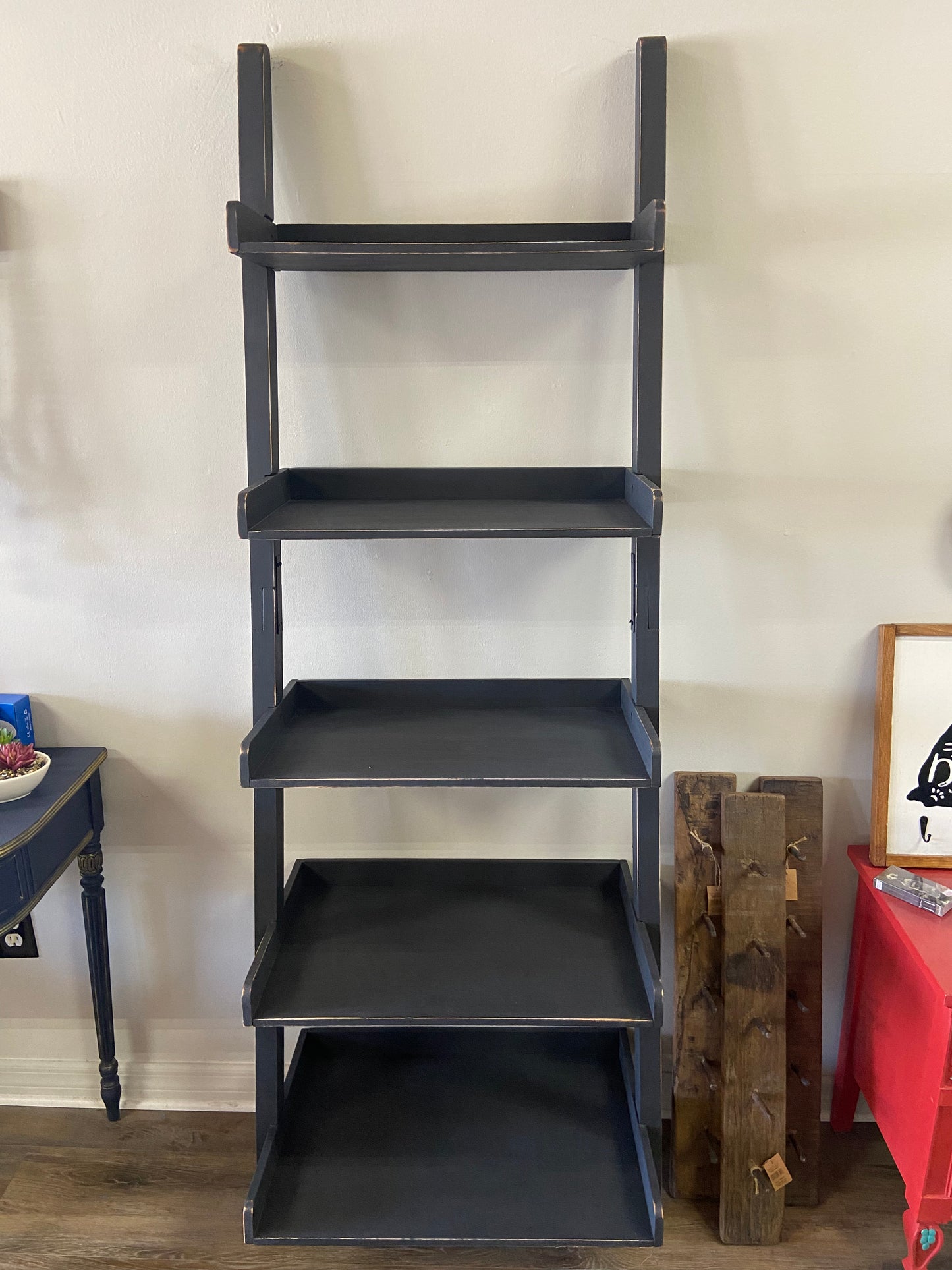 Meet “Michelle” solid wood ladder shelf