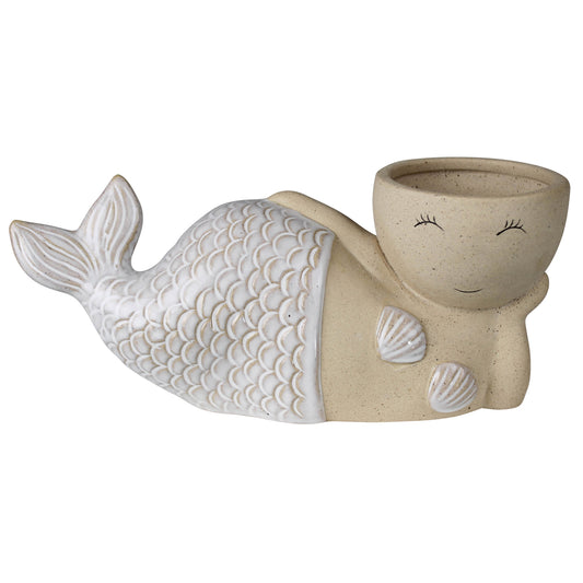 LAYING MERMAID CACHEPOT, CERAMIC