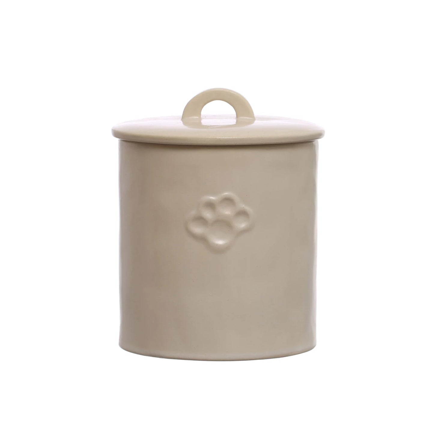 Debossed Stoneware Treat Canister w/ Paw Print (Each One Will Vary)