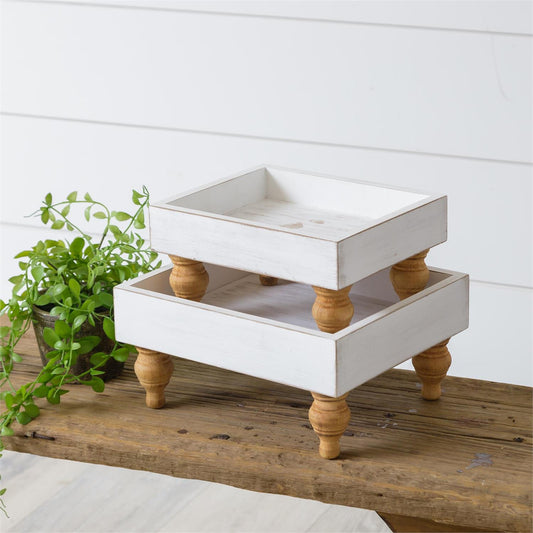 Raised Wood Trays with Spindle Legs