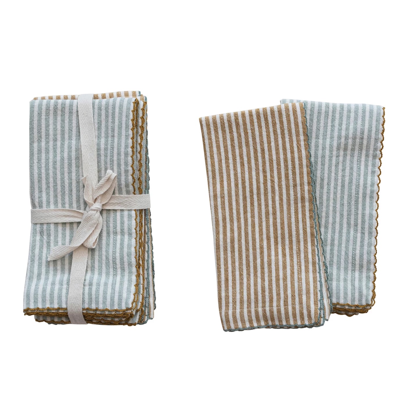 Cotton napkins with stripes 2 colors set of 4