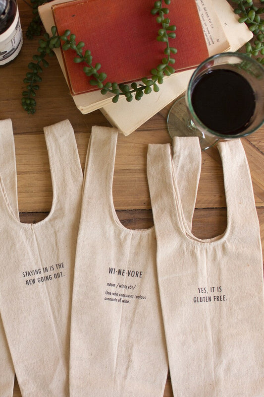 Wine bags with quirky sayings
