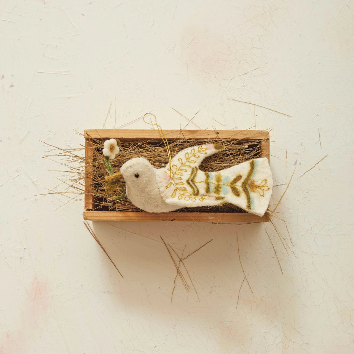 Handmade Wool felt dove ornament