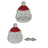Stoneware Santa Head dish with mutsache dish, set of two