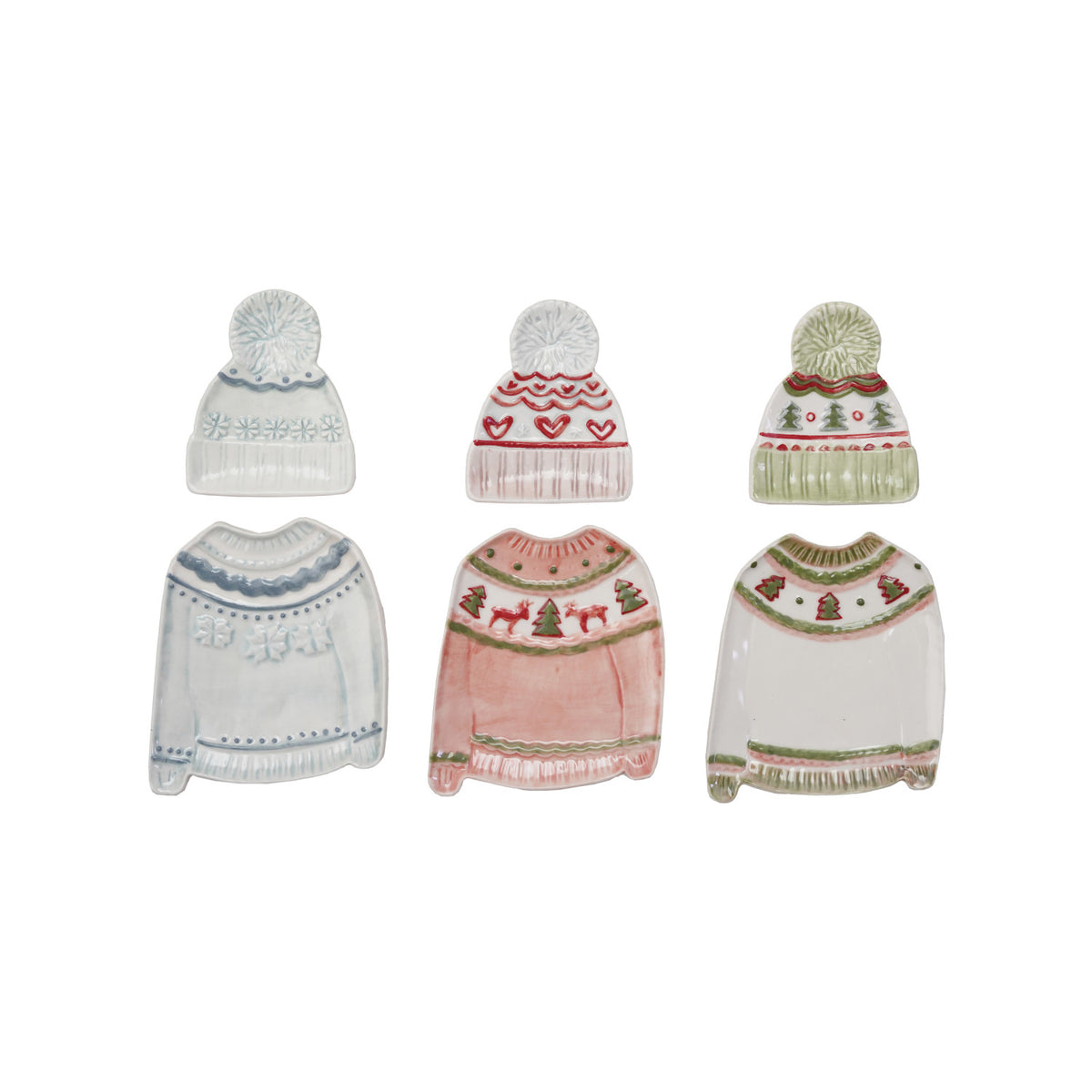 Sweater Shaped Plate with Hat Shaped Dish, Set of 2, 3 Styles
