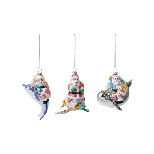 Santa Riding Sea Life Ornament