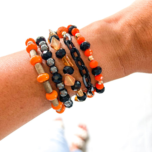 Orange & Black Halloween Bracelet Stack