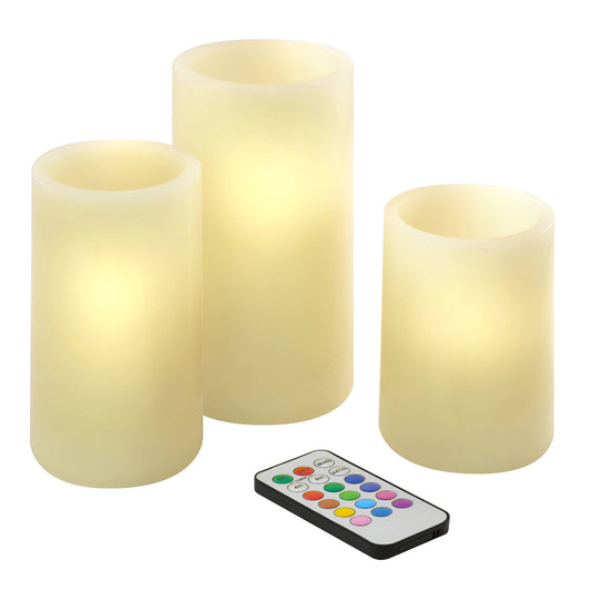Battery Operated Multifunction Wax LED Candles, Round