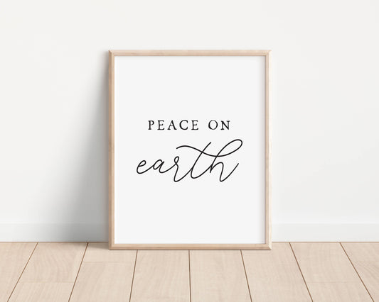 Christmas Art Print, Peace On Earth Minimalist Typography