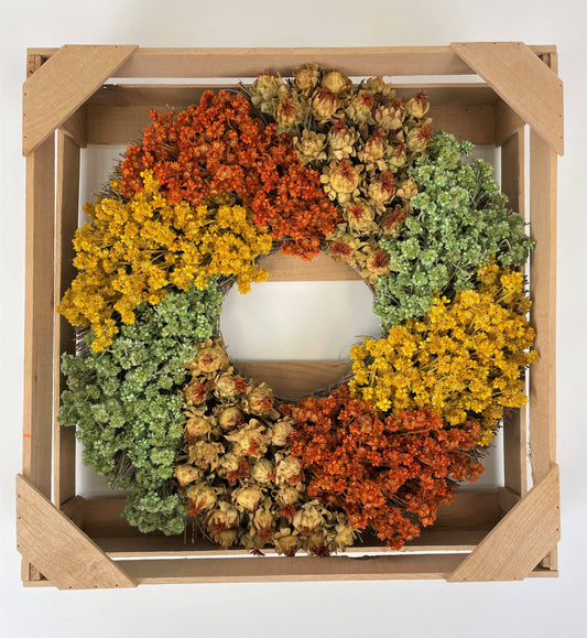 Dried Strawflower & Safflower 20" wreath