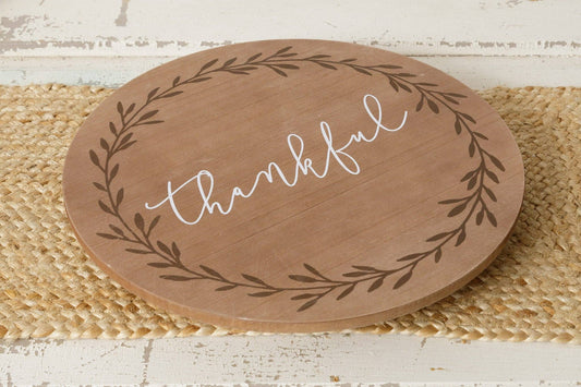 Wooden Lazy Susan - Thankful (PC)