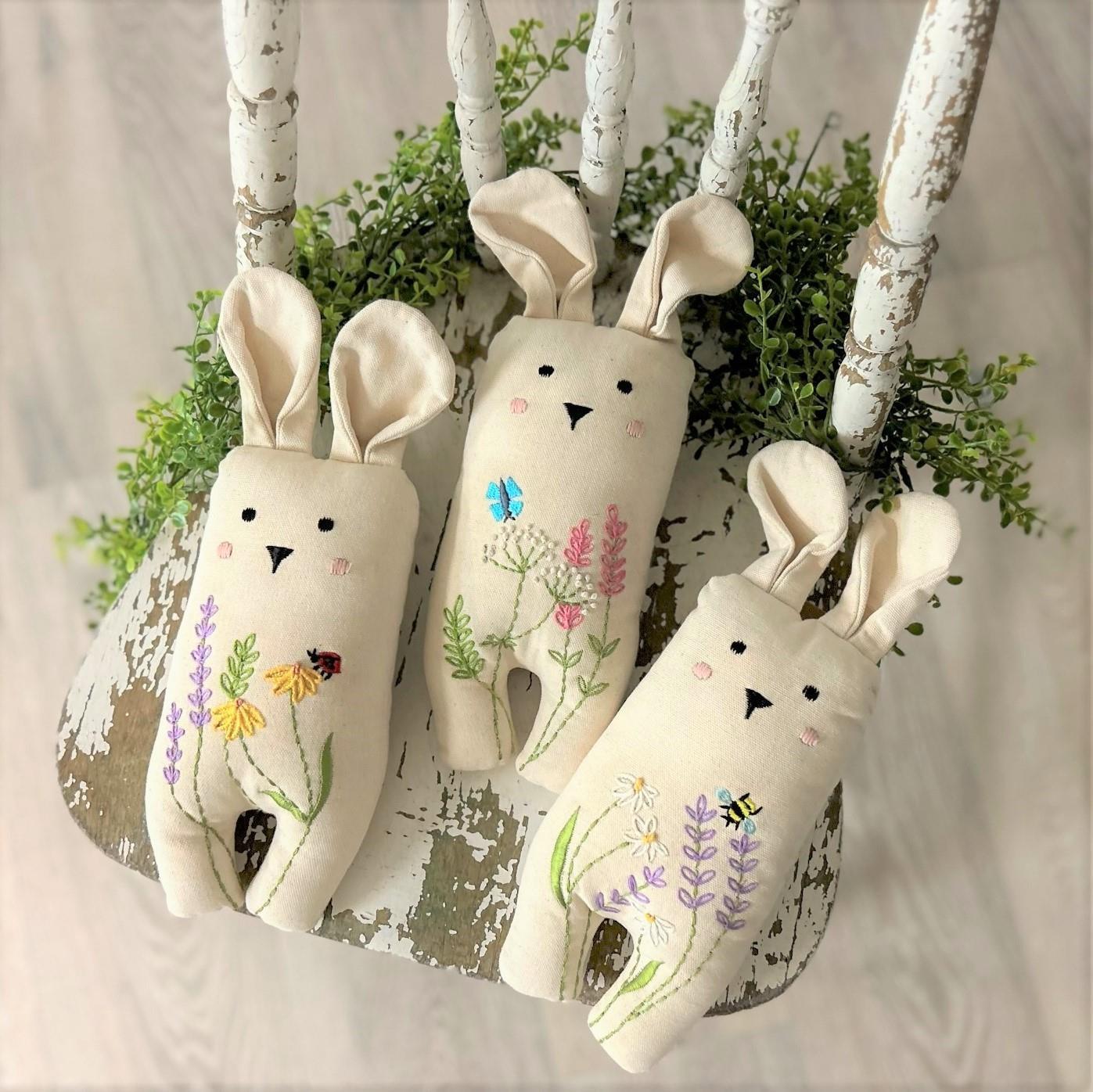 Canvas Bunnies - Embroidered Wild Flowers
