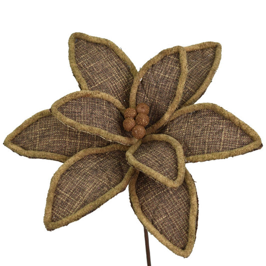 20” Woven Jute Puff Edge Poinsettia-Brown