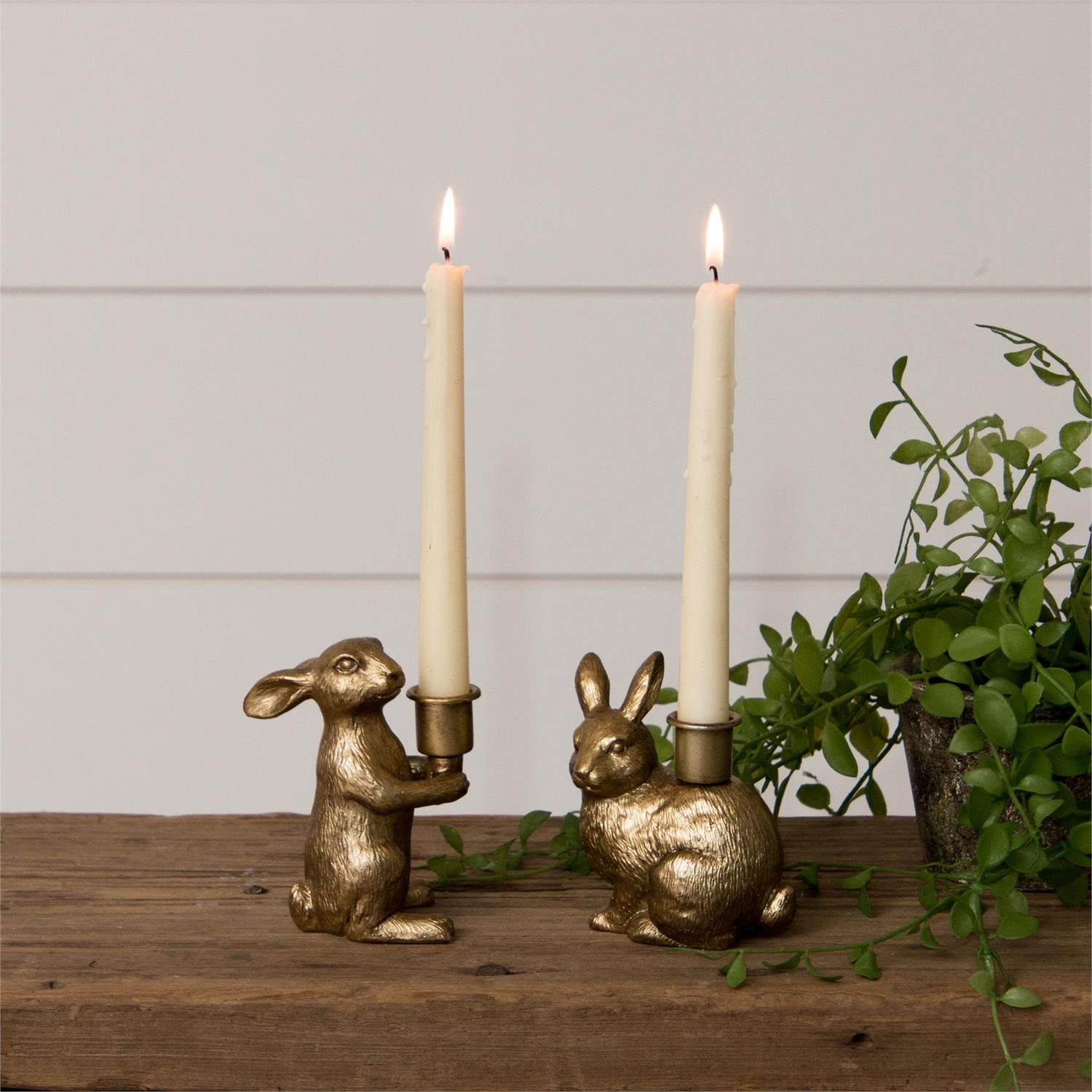 Gold Bunny Tapered Candle Holders