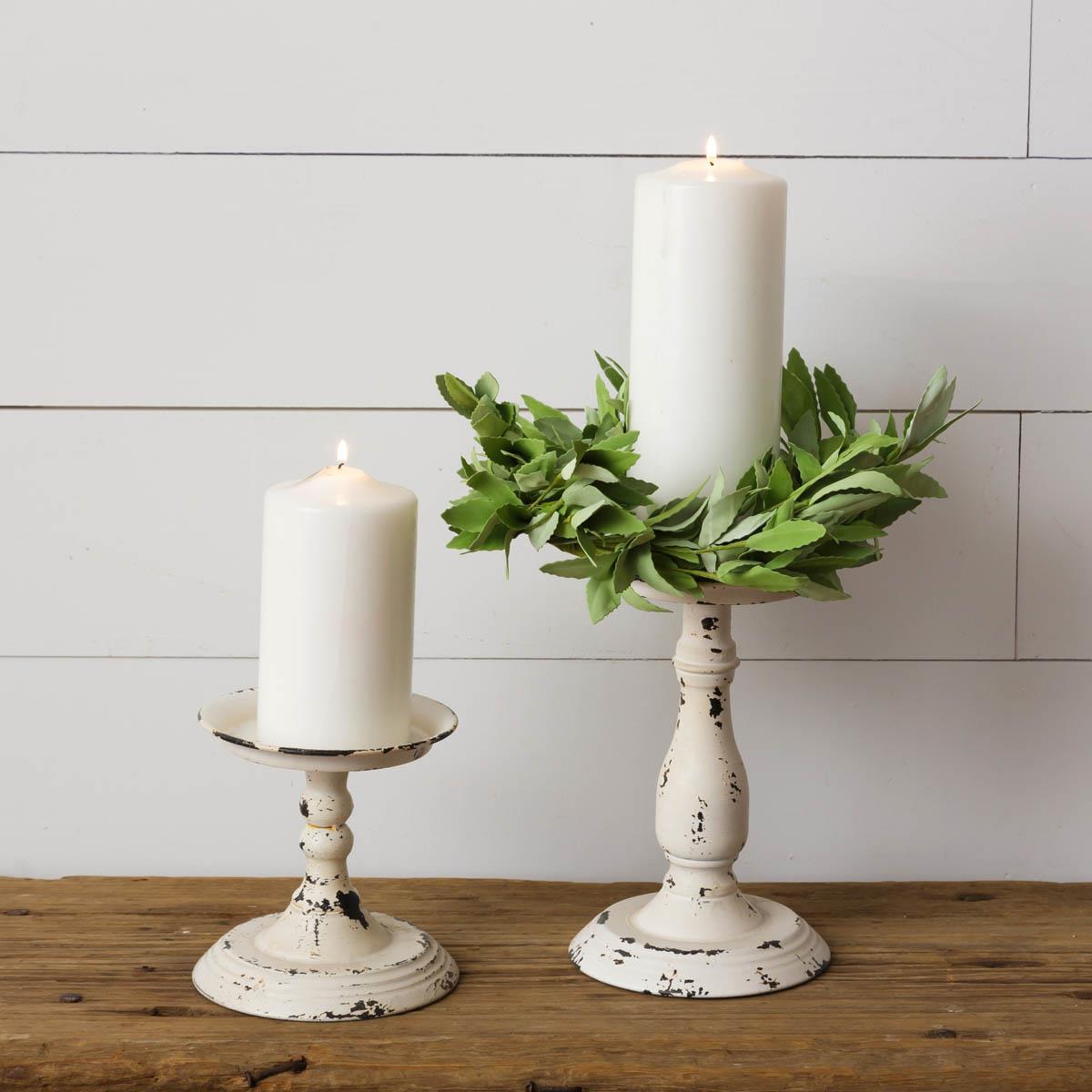 Candle Holder - Cream Distressed