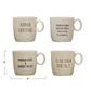 4&quot; Round x 4&quot;H 16 oz. Stoneware Mug w/ Fall Saying, Cream Color &amp; Brown, 4 Styles
