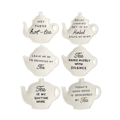 Stoneware Teapot Dish with Tea Saying, 6 Styles