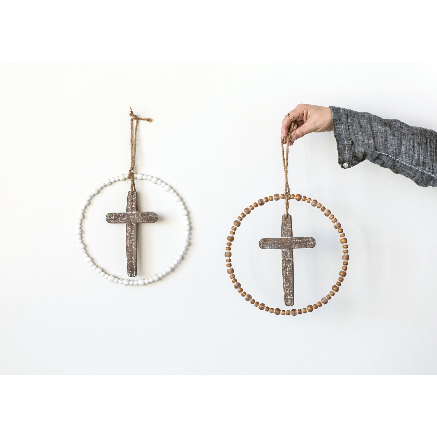 Wood and Metal Cross Wall Decor, 2 Colors