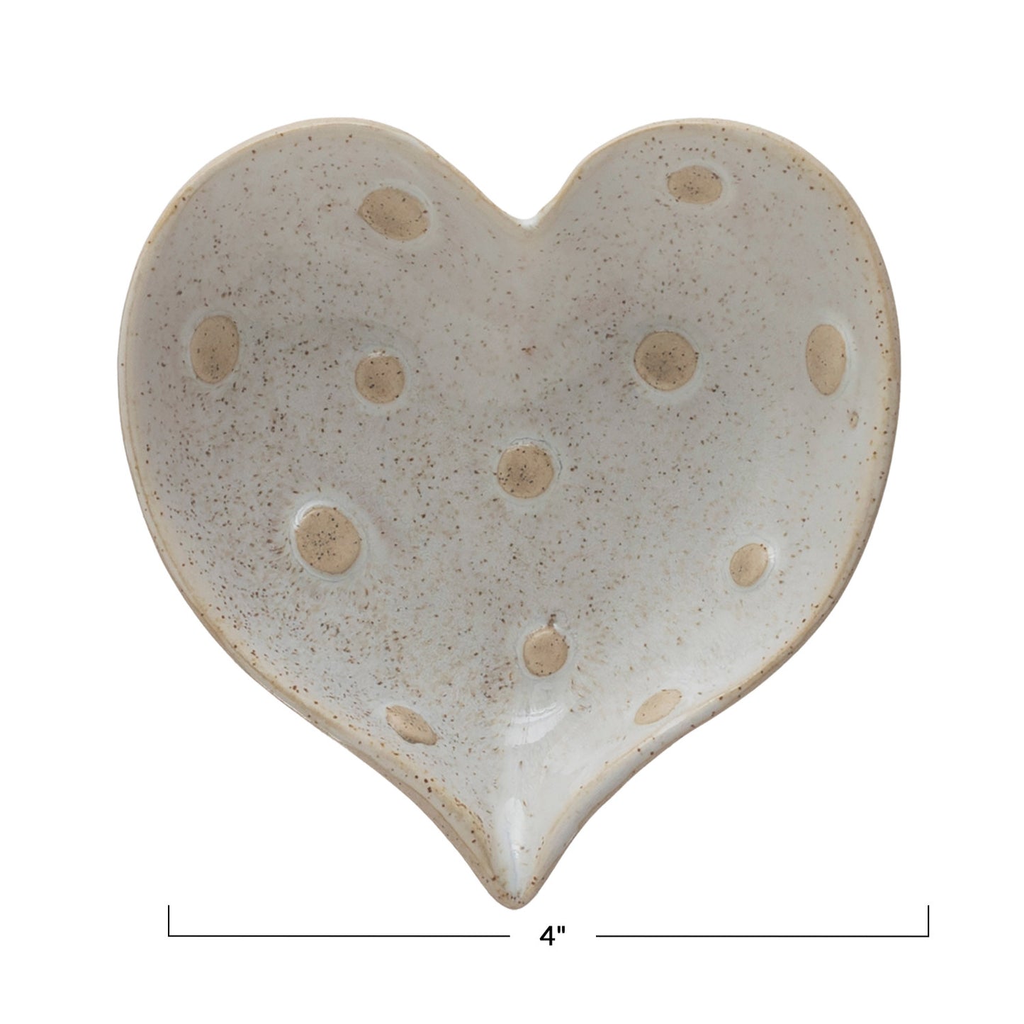Stoneware Heart Shaped Dish w/ Dots (Each One Will Vary)
