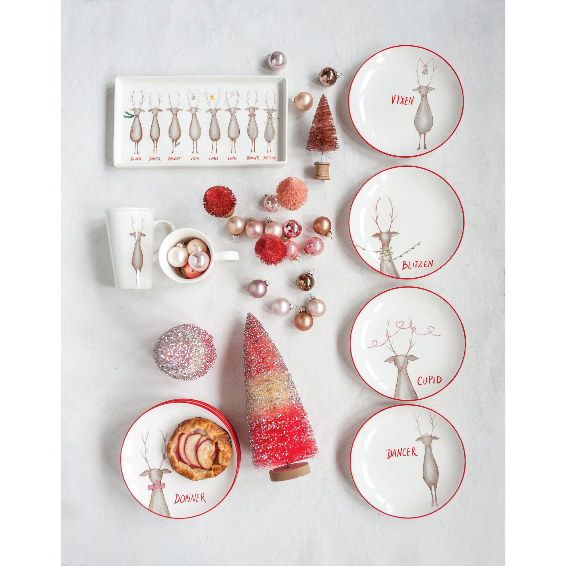 Stoneware Platter with Santa&#39;s Reindeer