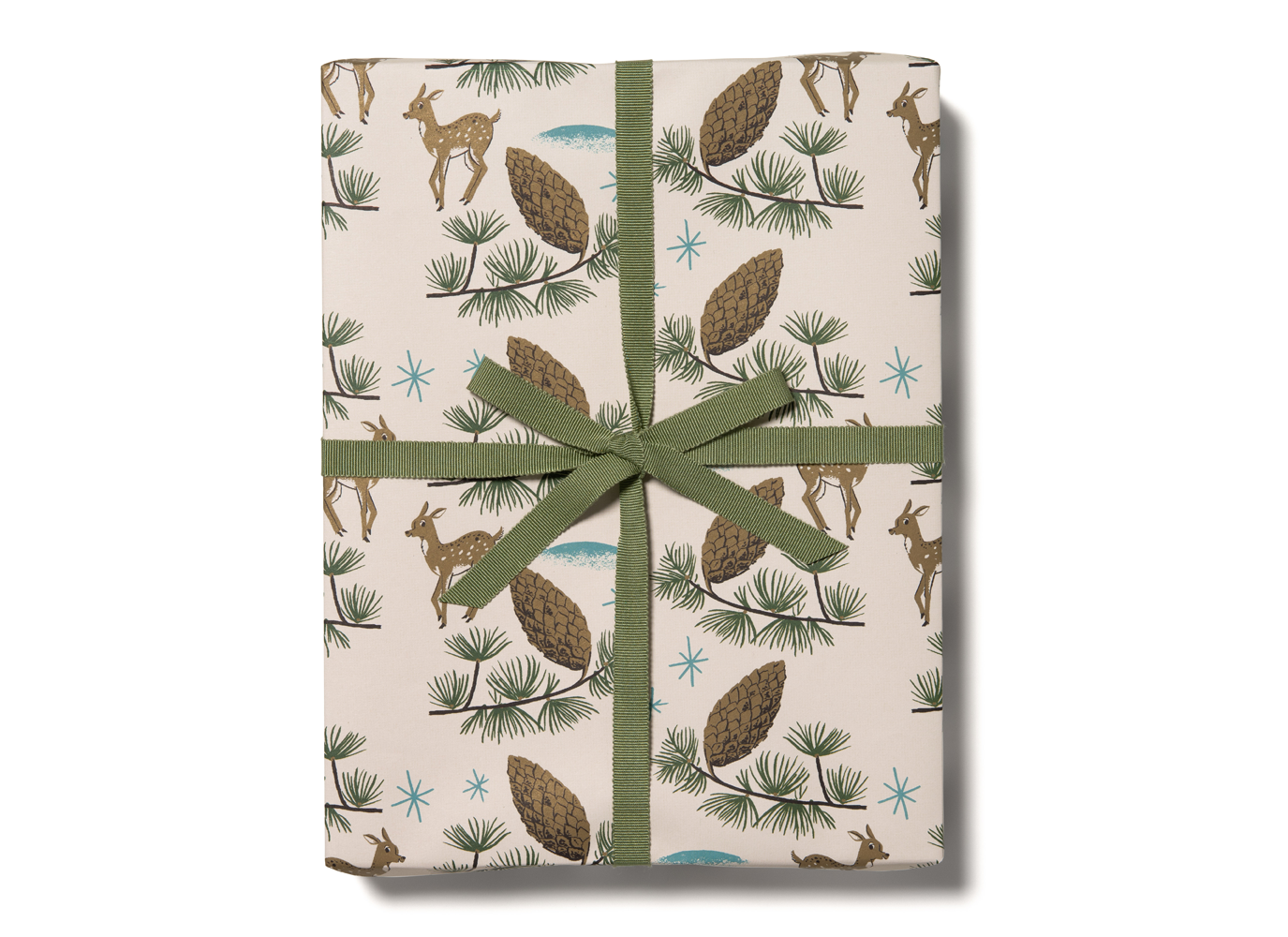 Deer and Pine Cones holiday wrapping paper rolls