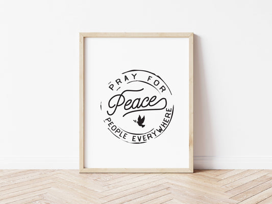 Christmas Art Print Poster Sign, Pray For Peace