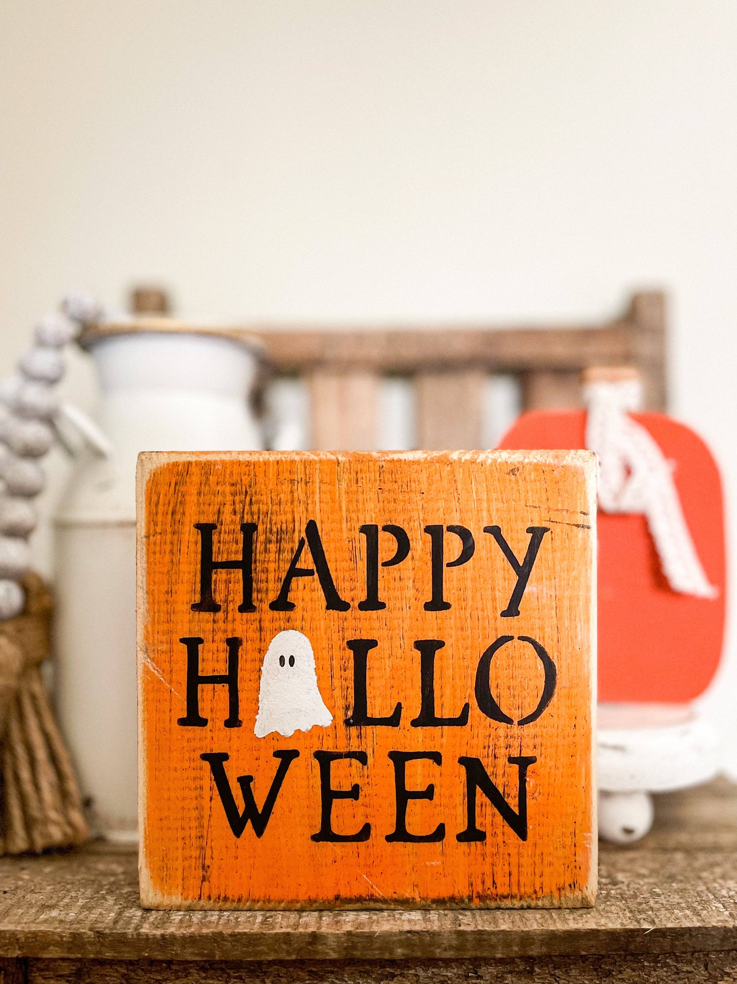 Happy Halloween Ghost Wood Sign