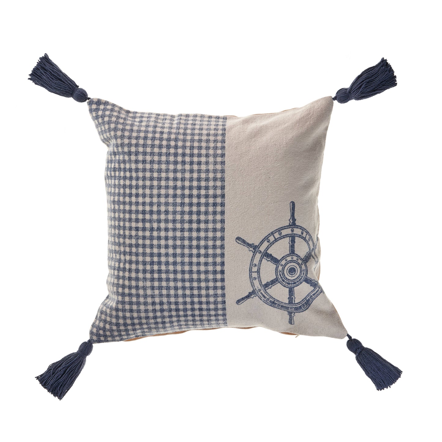 Steer the Way Nautical Gingham Throw Pillow