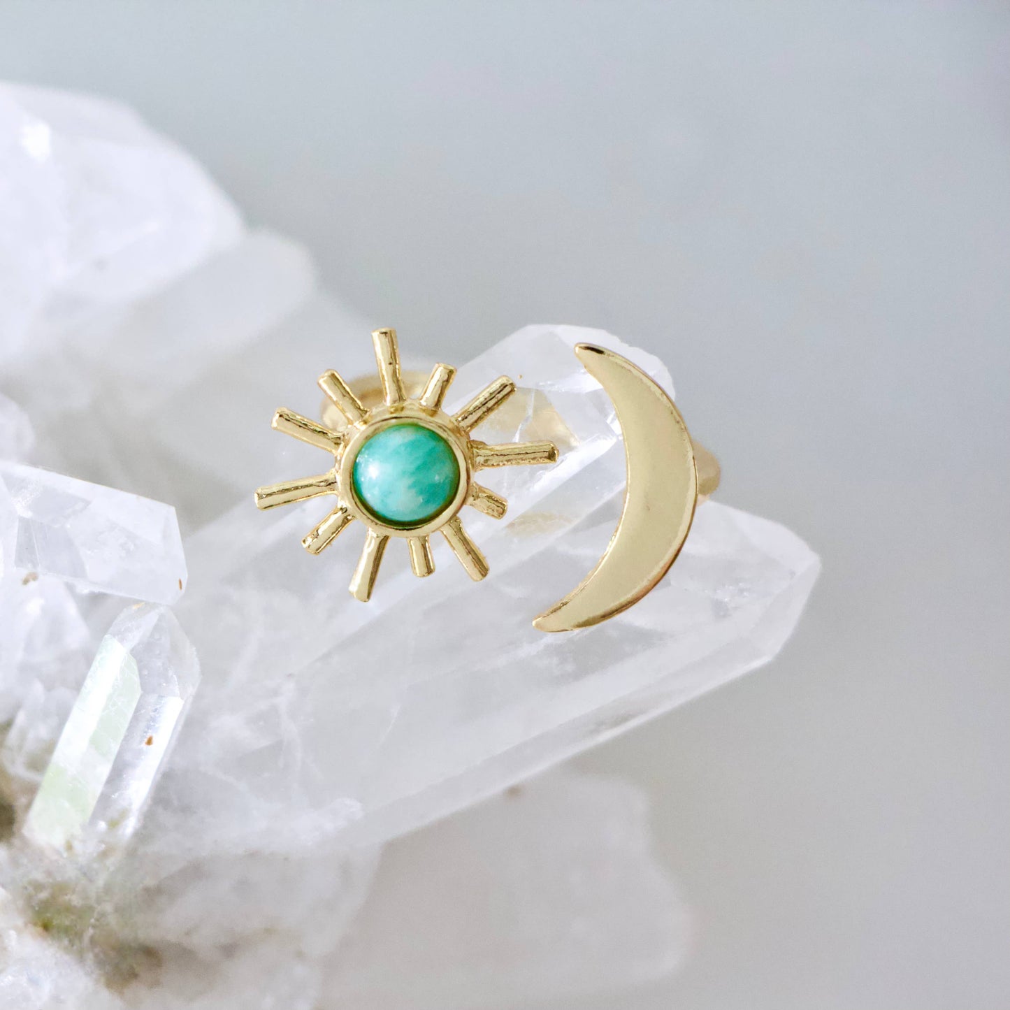 Amazonite Sun and Moon Ring