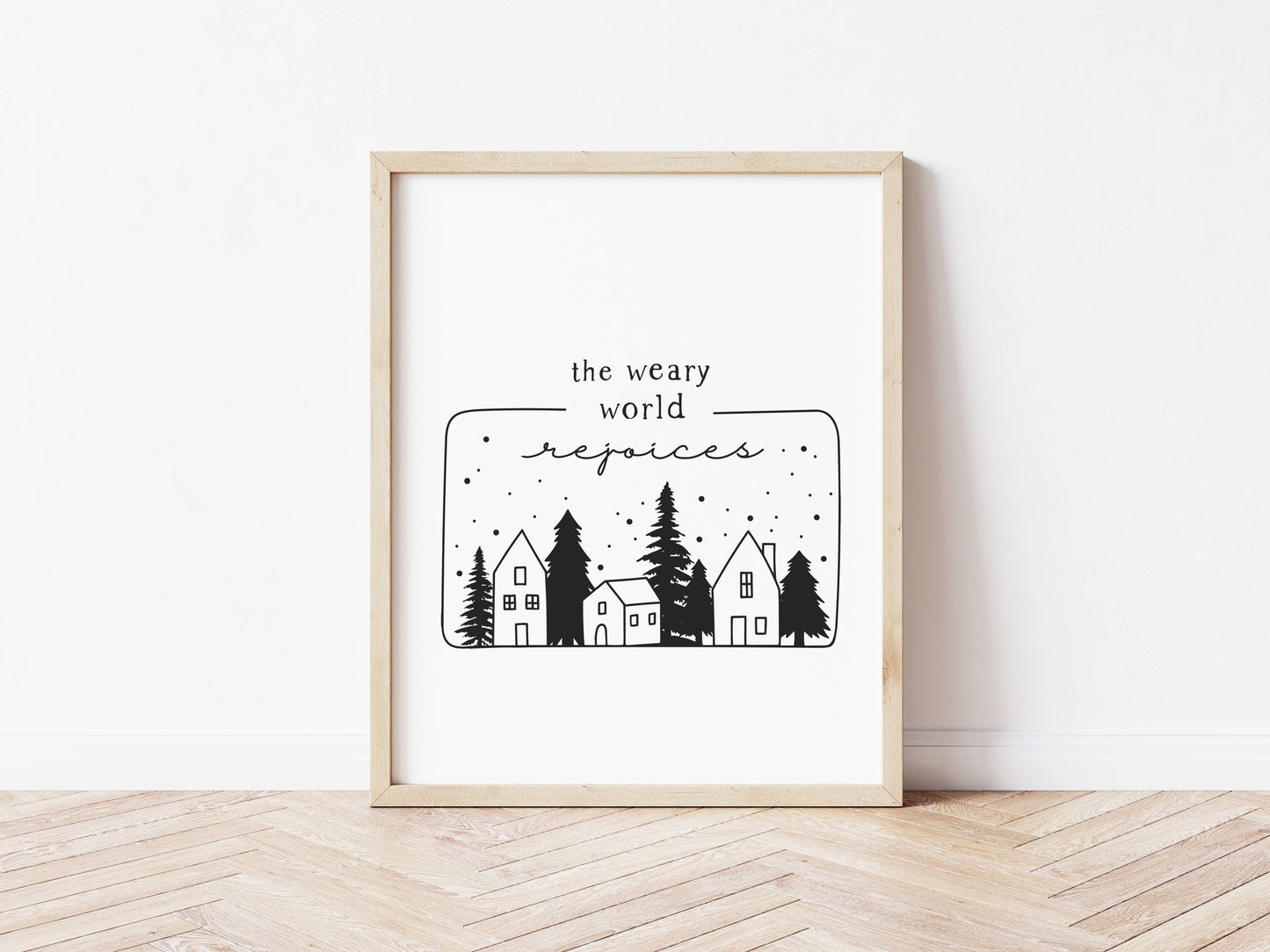 Christmas Art Print Poster Sign, The Weary World Rejoices
