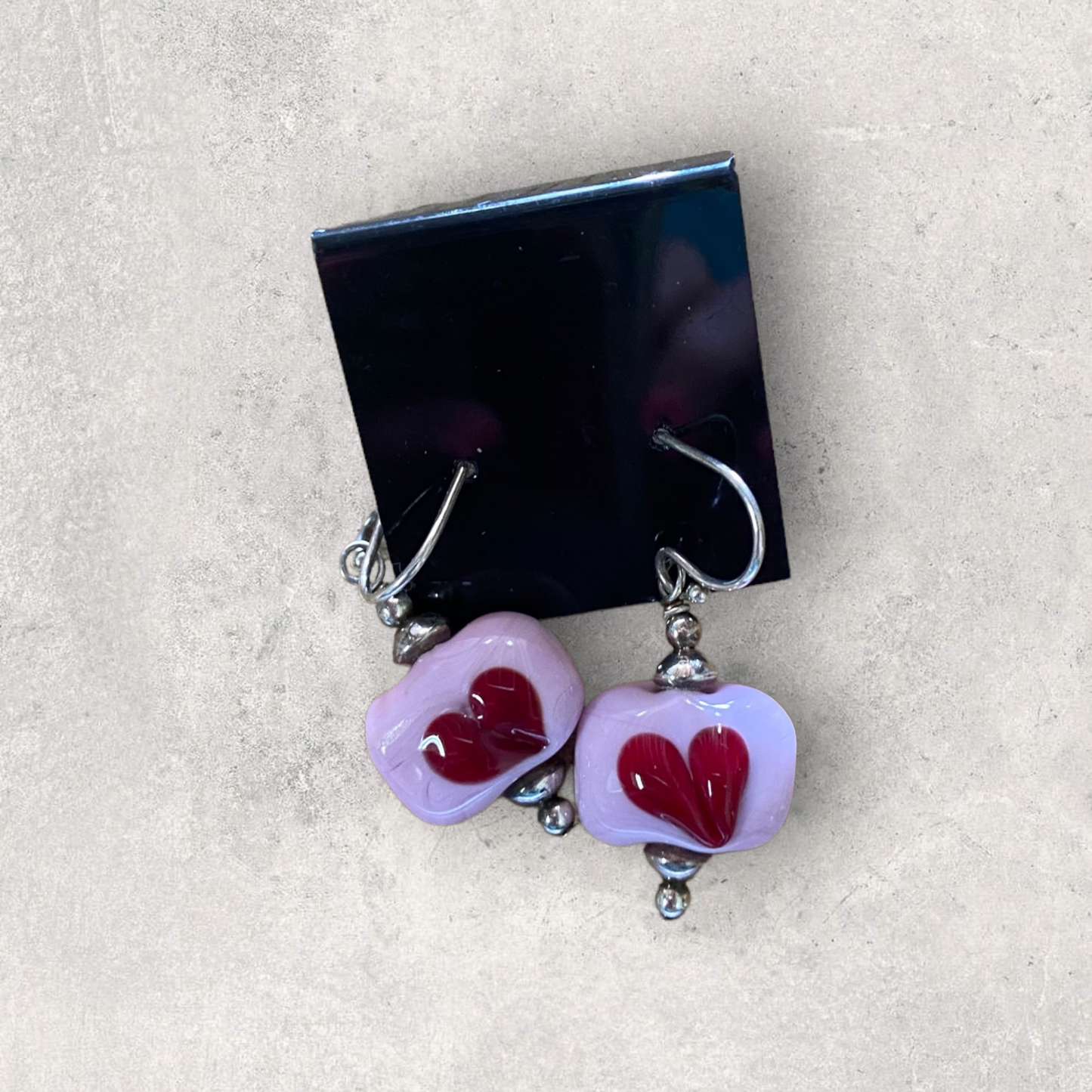 Valentine glass head earrings