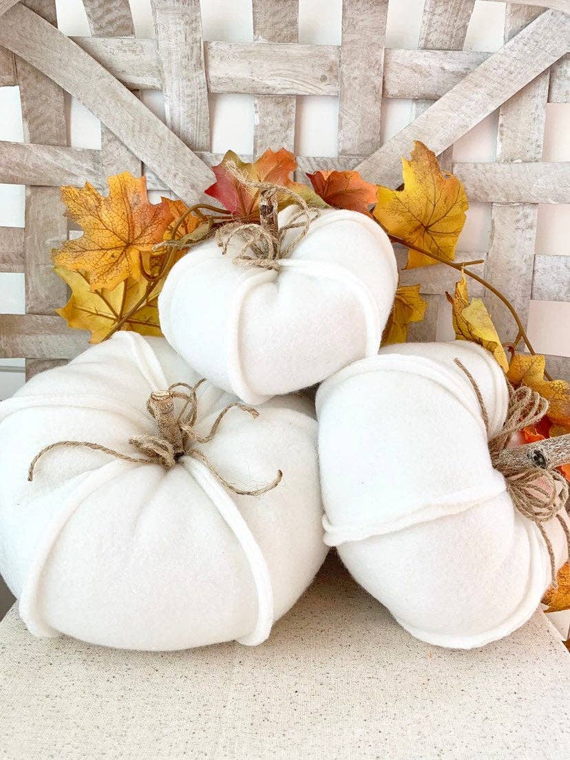 Small cream fabric pumpkin